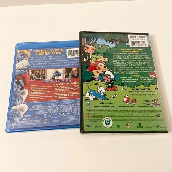The Smurfs Blu Ray DVD and The  Smurfy Tales Hanna Barbera DVD New Sealed - Picture 2 of 10